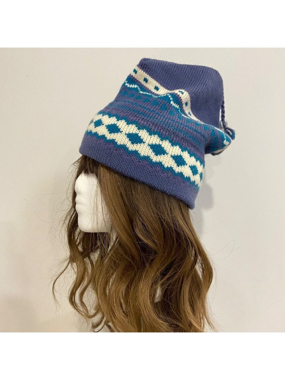 Orage 100%Wool Beanie Slouchy Tassel Fair Isle Knit Streetwear unisex Winter Hat - Picture 3 of 14